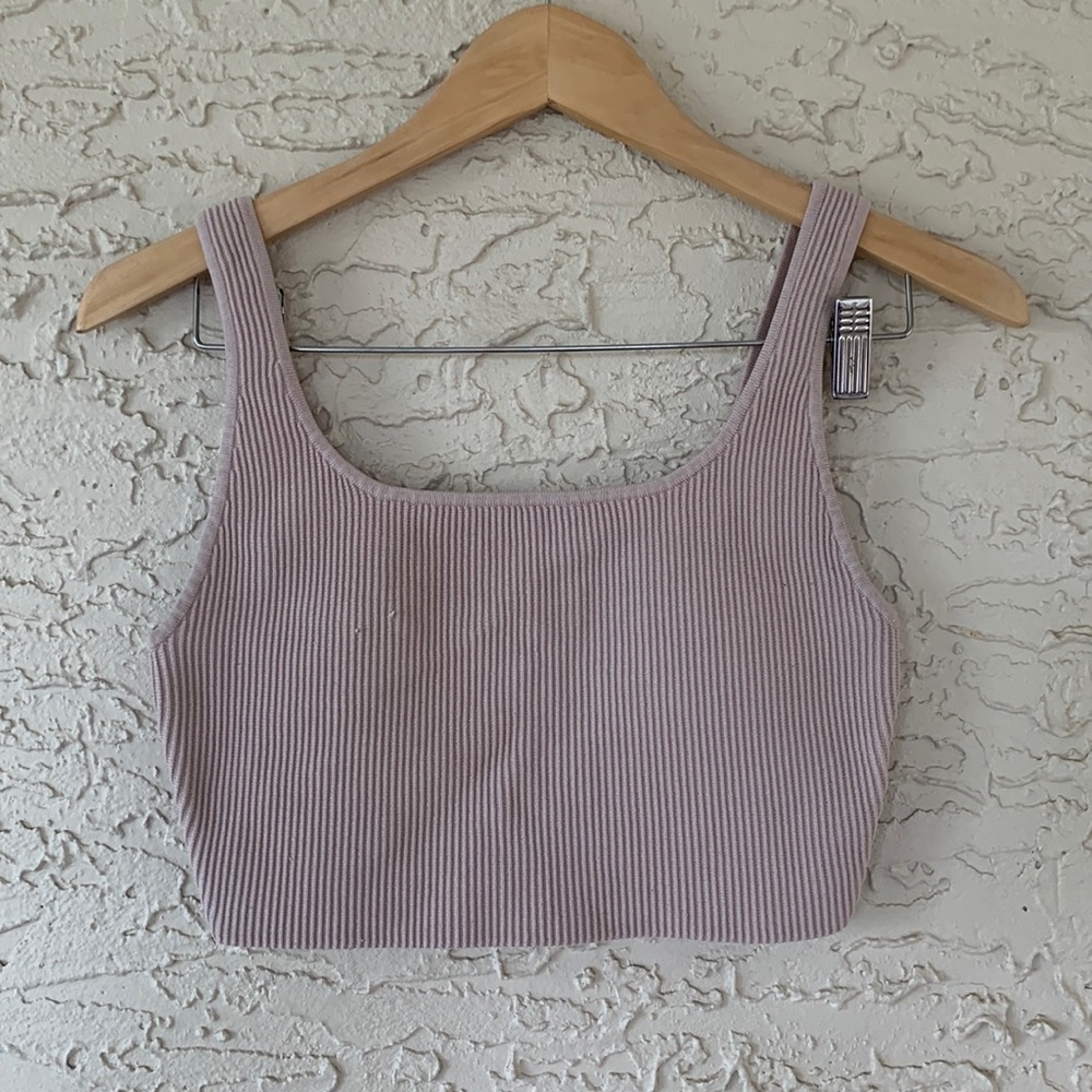 Babaton Sculpt Knit Square Neckline Crop Tank Top